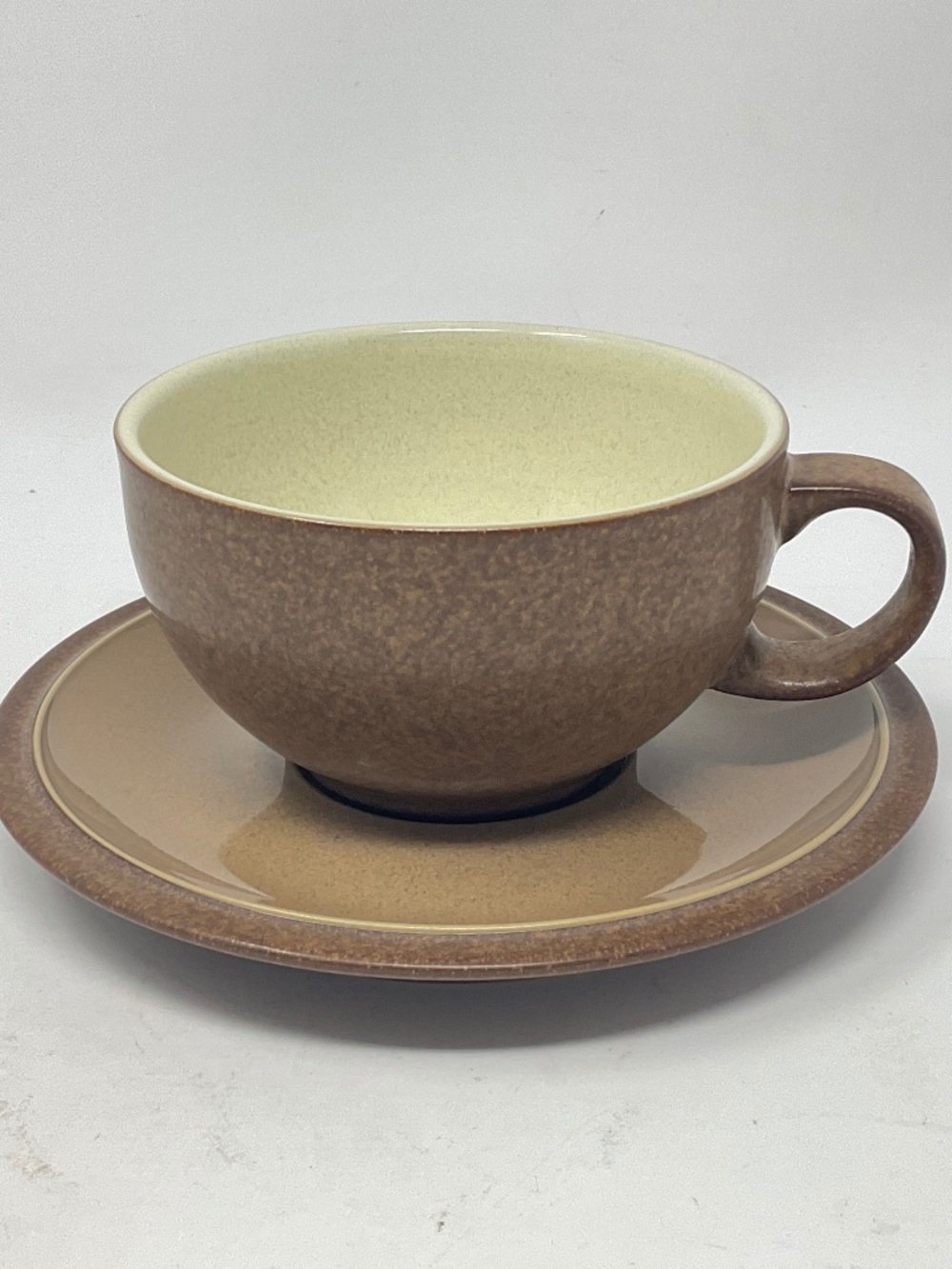 Denby Energy Cinnamon Stoneware Breakfast Flat Cup & Saucer Set (8 available)